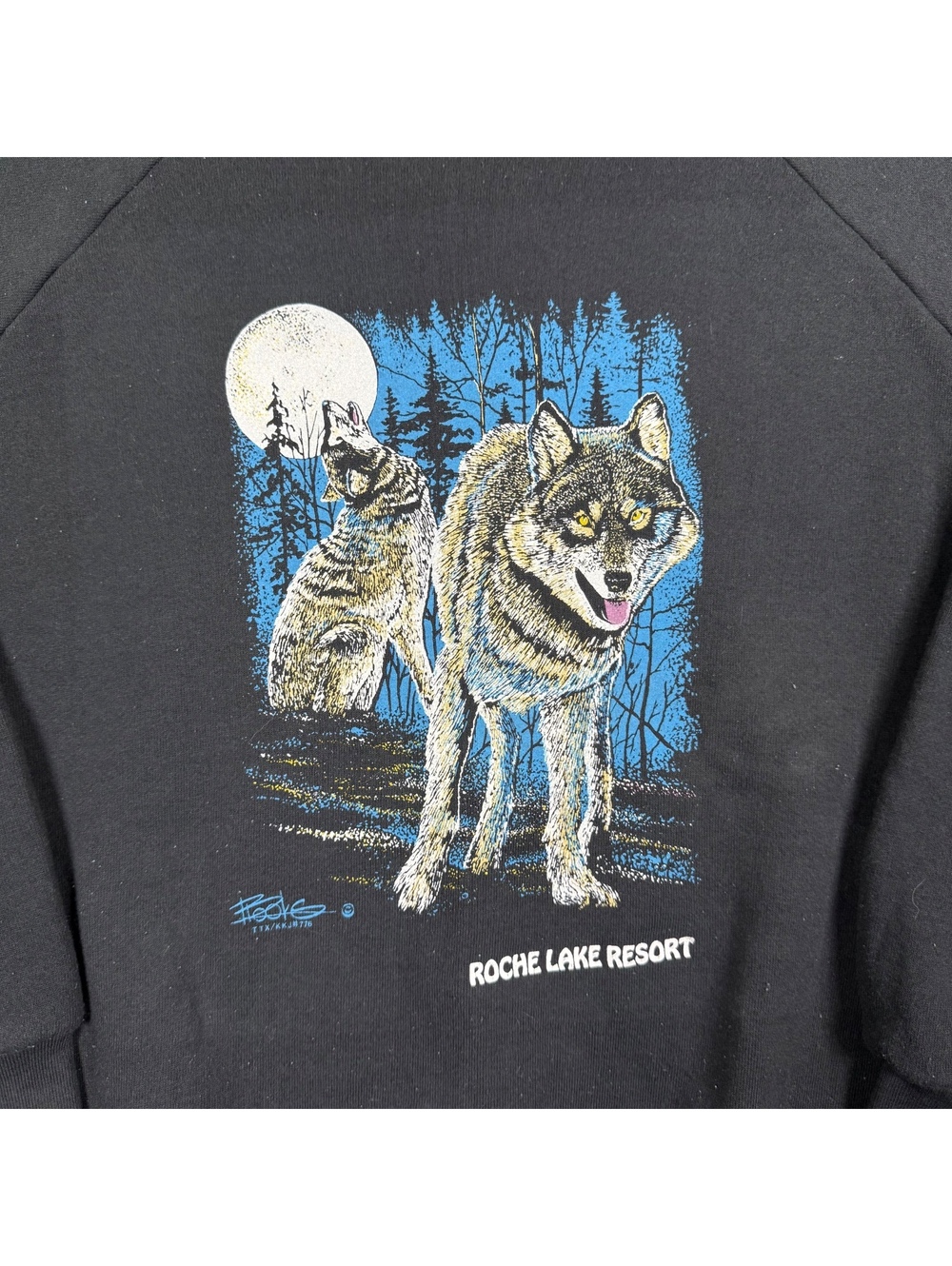 Black wolf graphic crewneck sweatshirt size XL - Picture 2 of 7